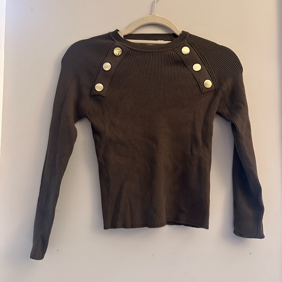 Zara Olive Ribbed Sweater - Picture 3 of 5